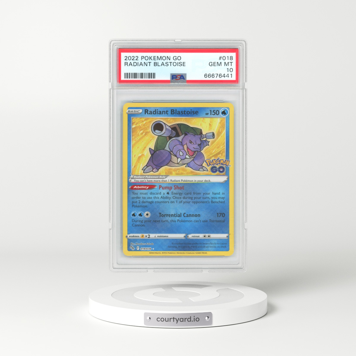 2022 Pokémon Go #18 Radiant Blastoise - Holo (PSA 10 GEM MINT)