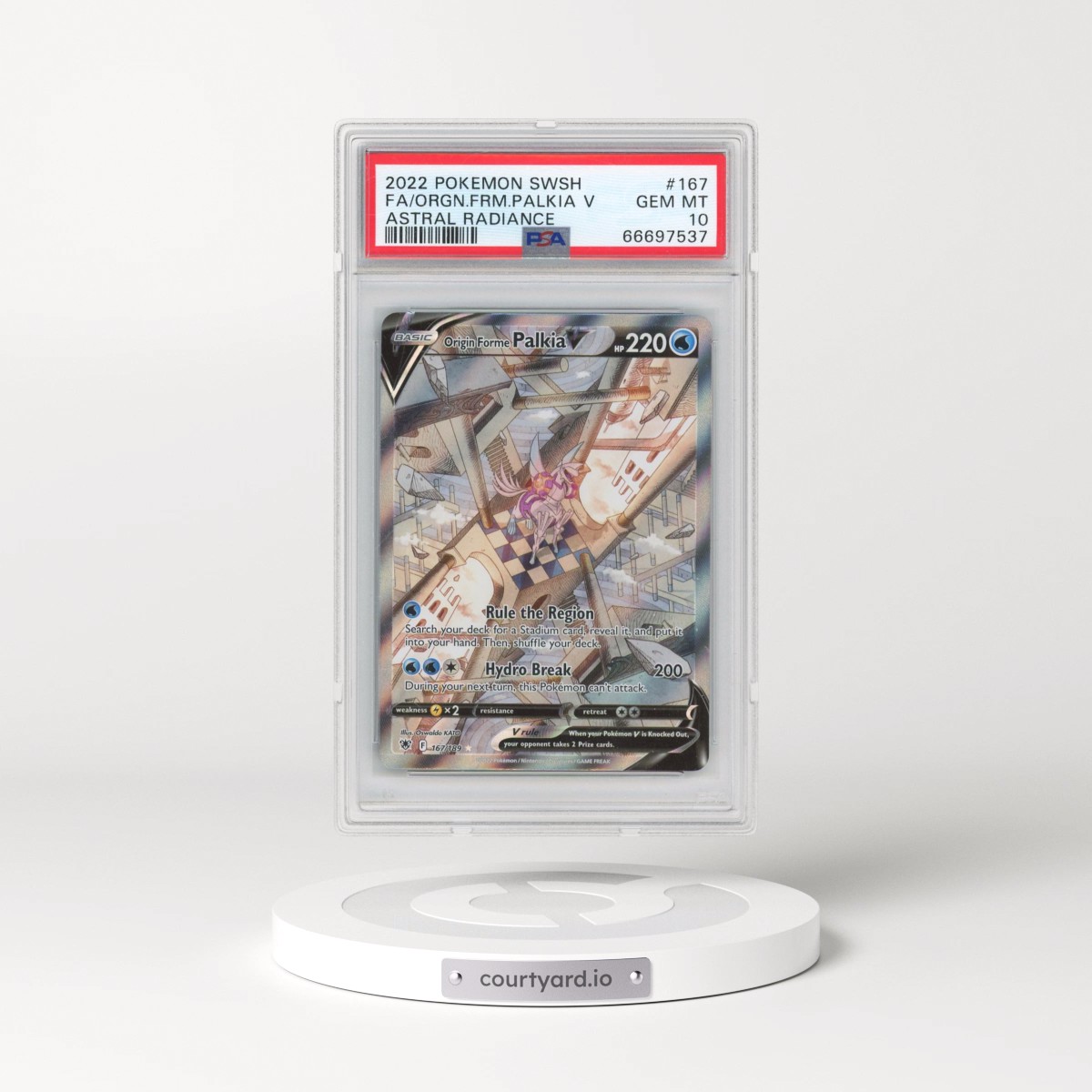 2022 Pokémon Sword & Shield Astral Radiance #167 Origin Forme Palkia V - Holo Full Art (PSA 10 GEM MINT)