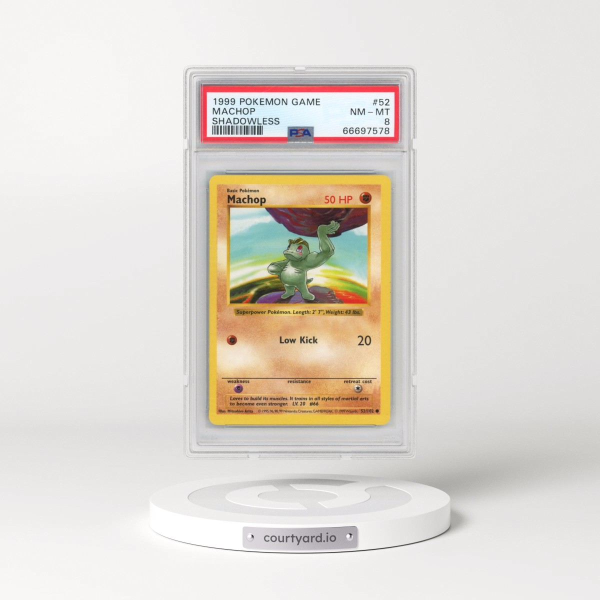 1999 Pokémon Game #52 Machop - Shadowless (PSA 8 NM-MT)