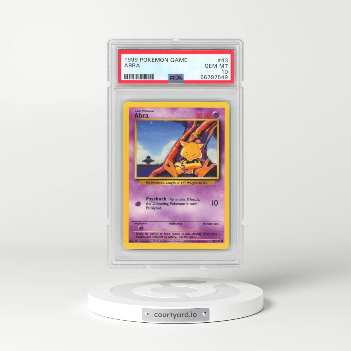 1999 Pokémon Game #43 Abra (PSA 10 GEM MINT)