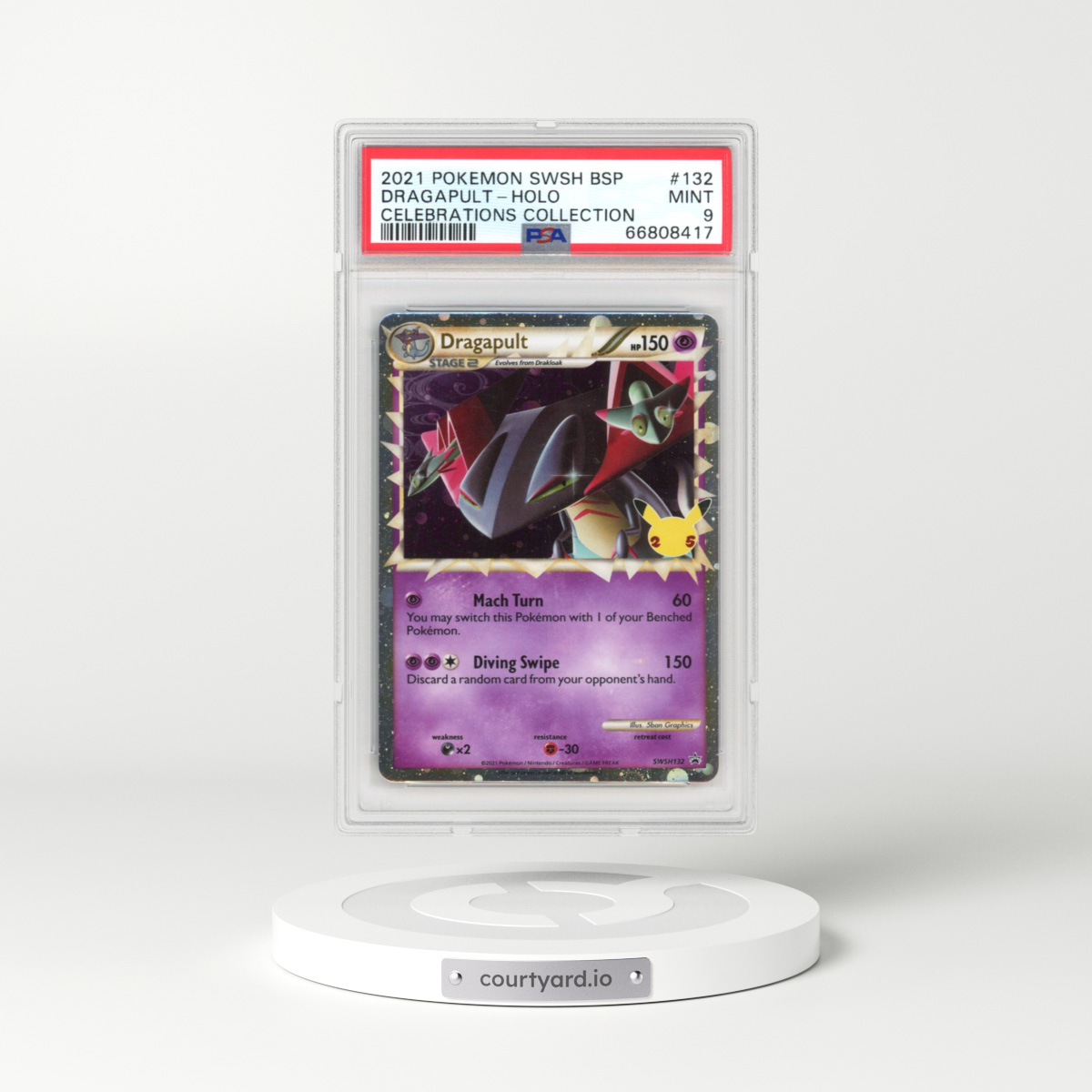 2021 Pokémon Swsh Black Star Promo #132 Dragapult - Holo Celebrations Collection (PSA 9 MINT)