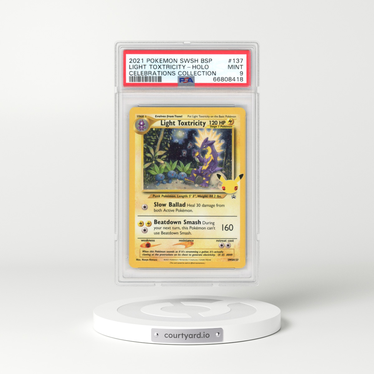 2021 Pokémon Swsh Black Star Promo #137 Light Toxtricity - Holo Celebrations Collection (PSA 9 MINT)