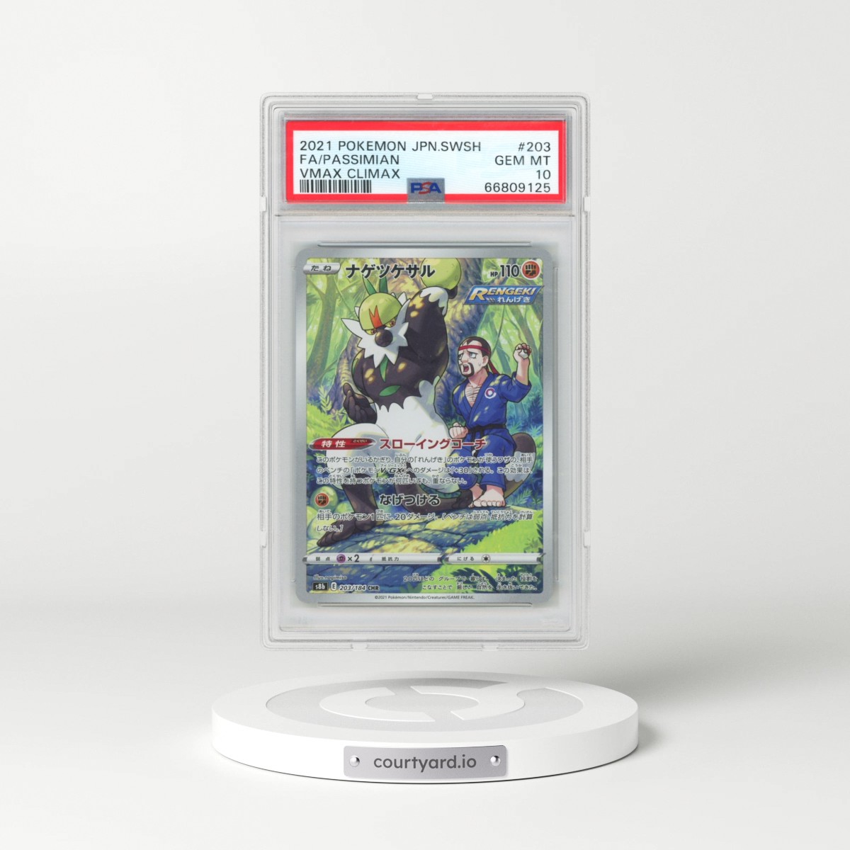 2021 Pokémon Sword & Shield Vmax Climax #203 Passimian - Full Art (PSA 10 GEM MINT)