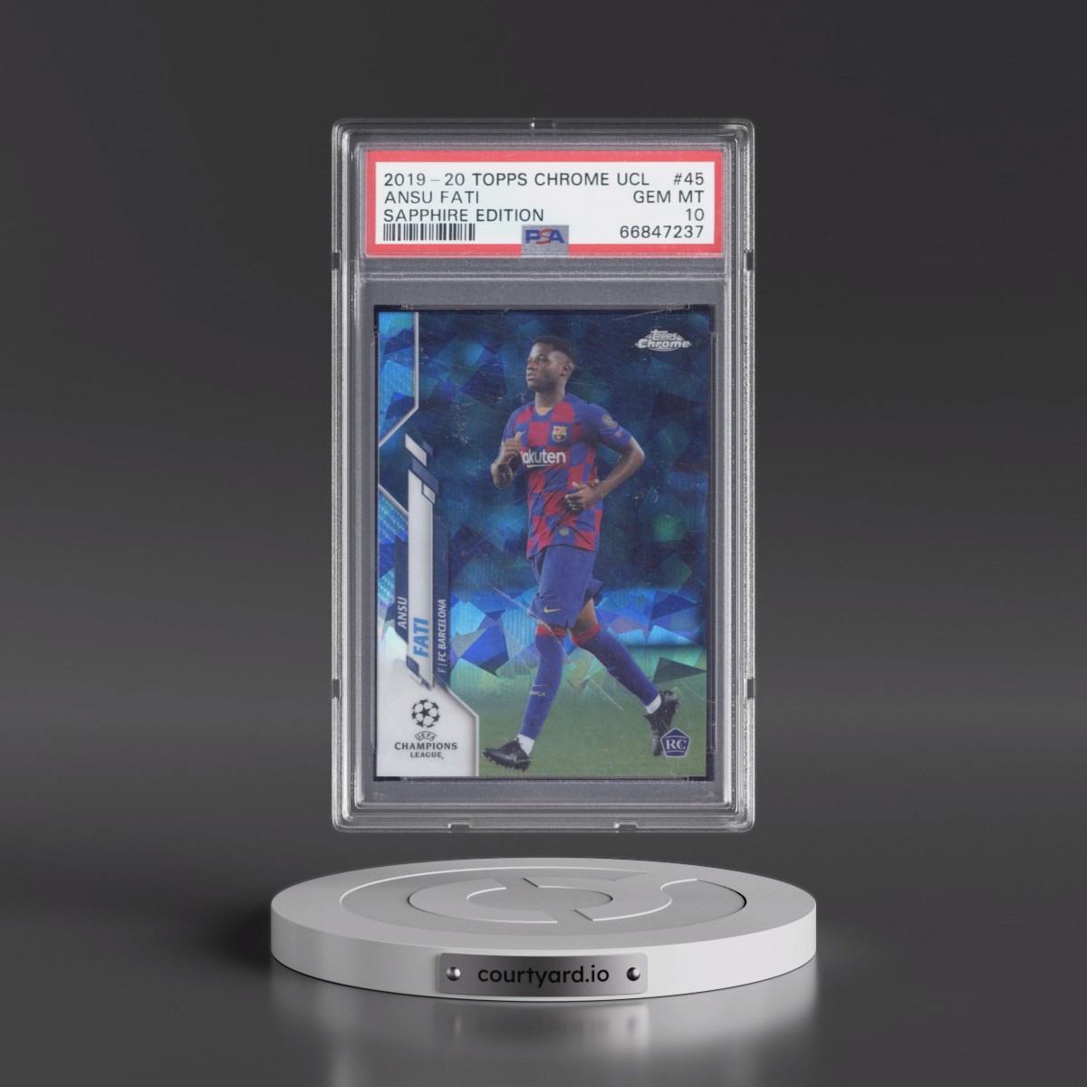 2019 Topps Chrome UEFA Champions League Sapphire Edition #45 Ansu Fati (PSA 10 GEM MINT)