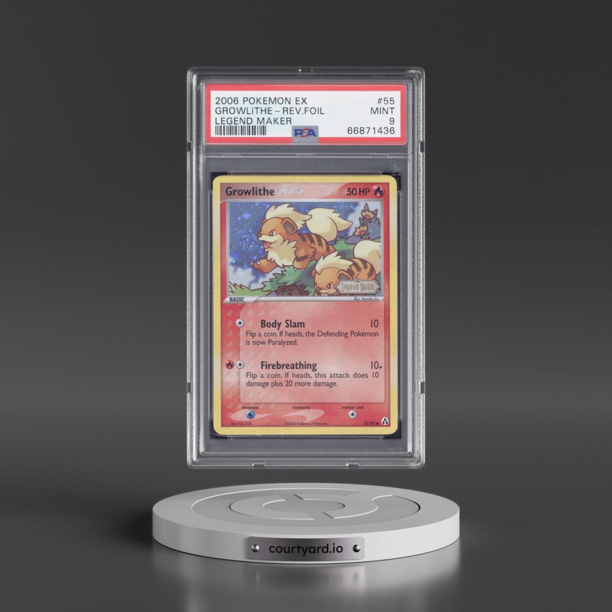 2006 Pokémon EX Legend Maker #55 Growlithe - Reverse Foil (PSA 9 MINT)
