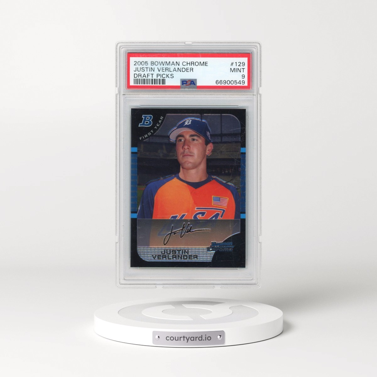 2005 Bowman Chrome Draft Picks #129 Justin Verlander (PSA 9 MINT)