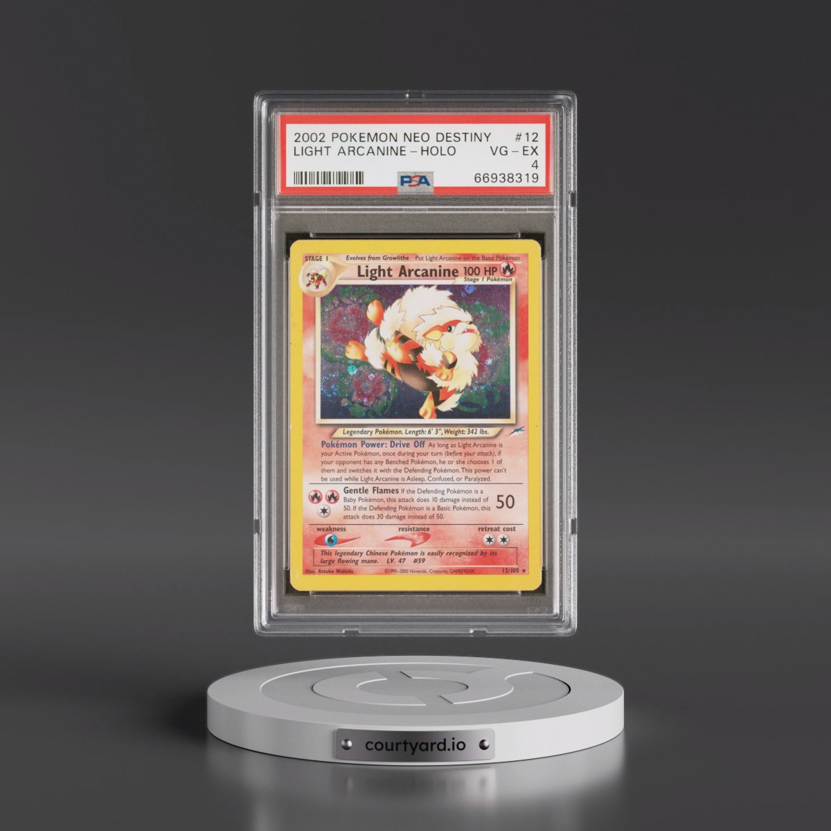 2002 Pokémon Neo Destiny #12 Light Arcanine - Holo (PSA 4 VG-EX)