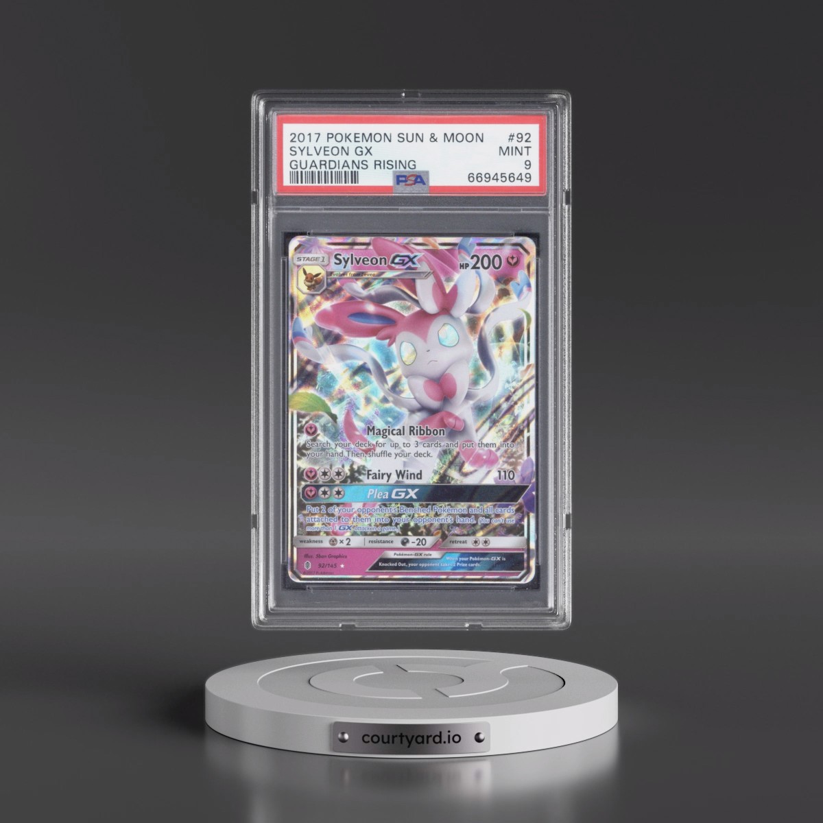 2017 Pokémon Sun & Moon Guardians Rising #92 Sylveon GX - Holo (PSA 9 MINT)