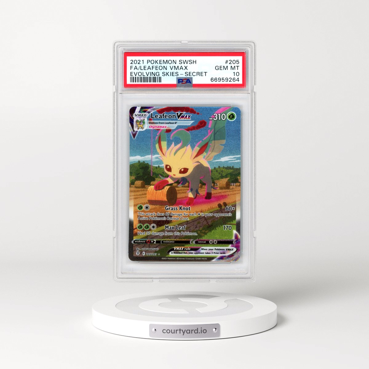 2021 Pokémon Sword & Shield Evolving Skies #205 Leafeon Vmax - Full Art Secret (PSA 10 GEM MINT)