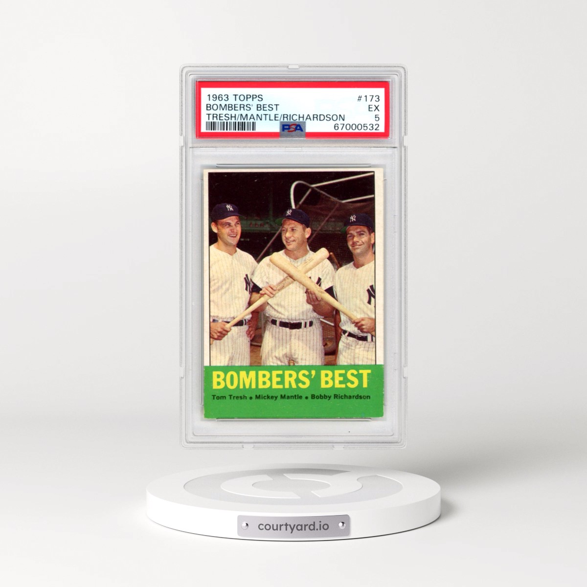 1963 Topps #173 Bombers' Best - Tresh/Mantle/Richardson (PSA 5 EX)