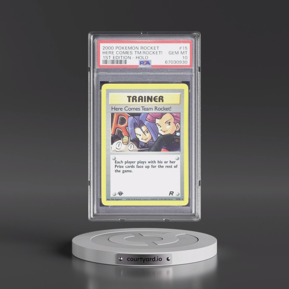 2000 Pokémon Rocket #15 Here Comes Team Rocket! - 1st Edition Holo (PSA 10 GEM MINT) - Photo