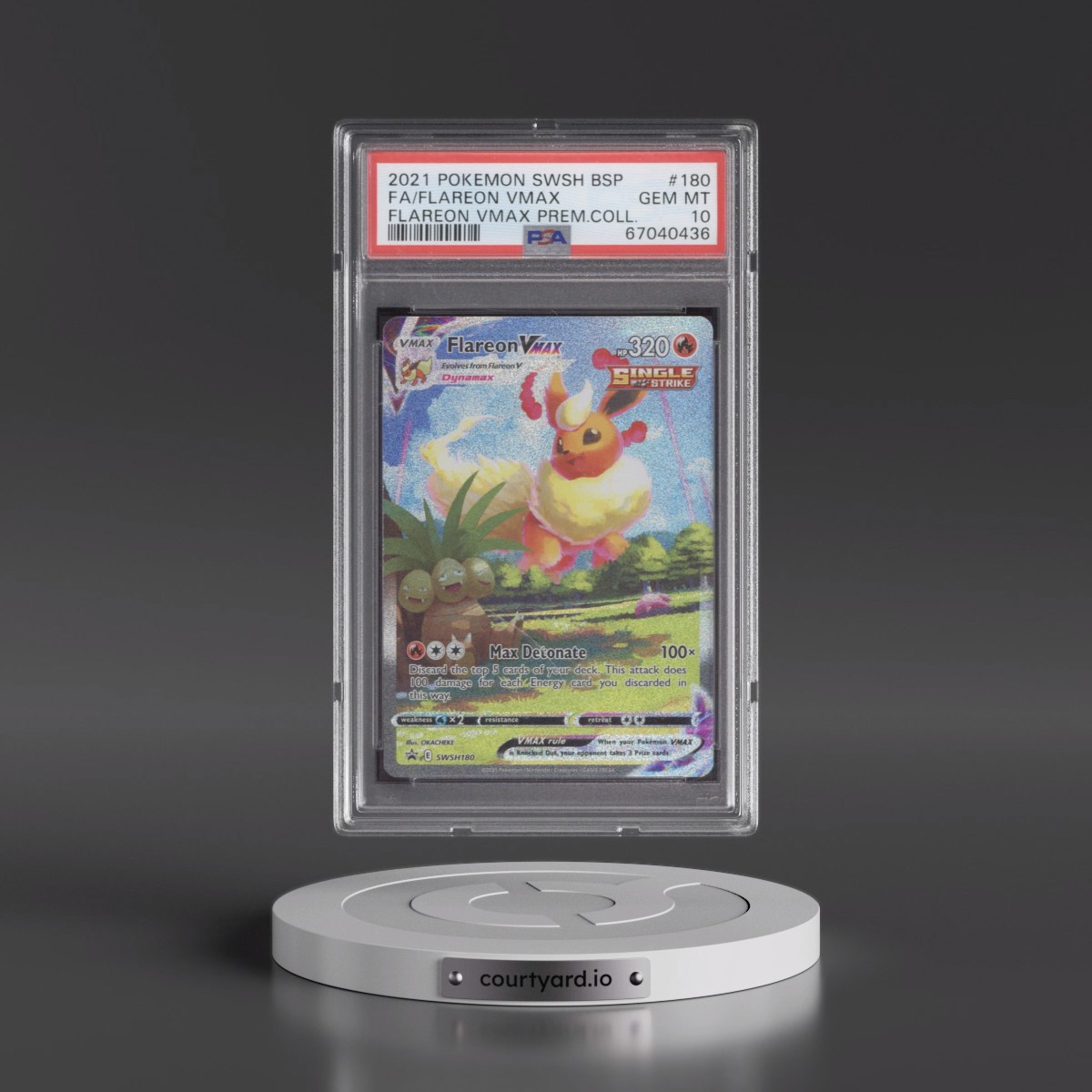 2021 Pokémon Swsh Black Star Promo #180 Flareon Vmax - Full Art Flareon Vmax Premium Collection (PSA 10 GEM MINT)