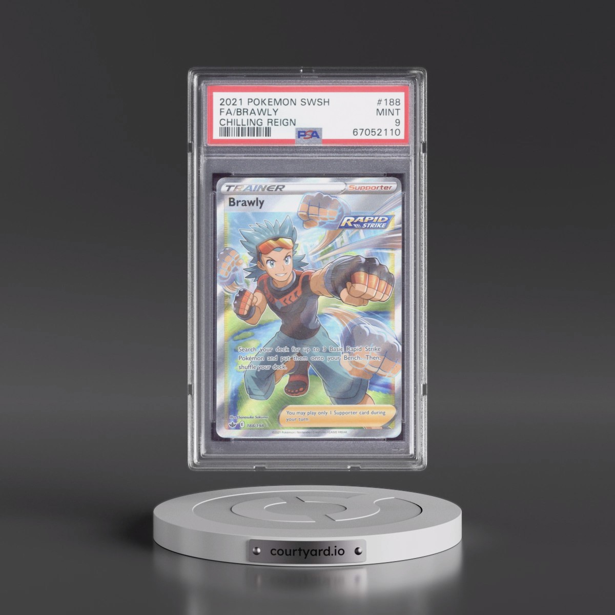 2021 Pokémon Sword & Shield Chilling Reign #188 Brawly - Full Art (PSA 9 MINT)