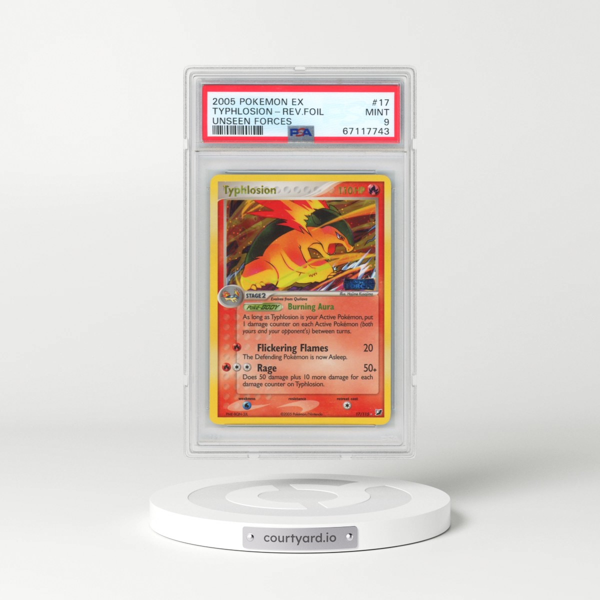 2005 Pokémon EX Unseen Forces #17 Typhlosion - Reverse Foil (PSA 9 MINT)