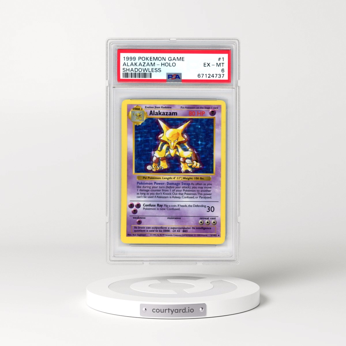 1999 Pokémon Game #1 Alakazam - Holo Shadowless (PSA 6 EX-MT)