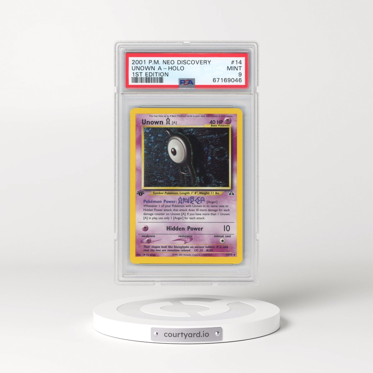 2001 Pokémon Neo Discovery #14 Unown A - 1st Edition Holo (PSA 9 MINT)