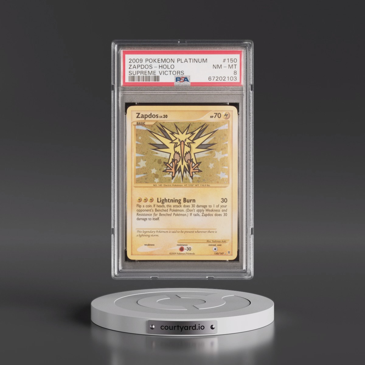 2009 Pokémon Platinum Supreme Victors #150 Zapdos - Holo (PSA 8 NM-MT)