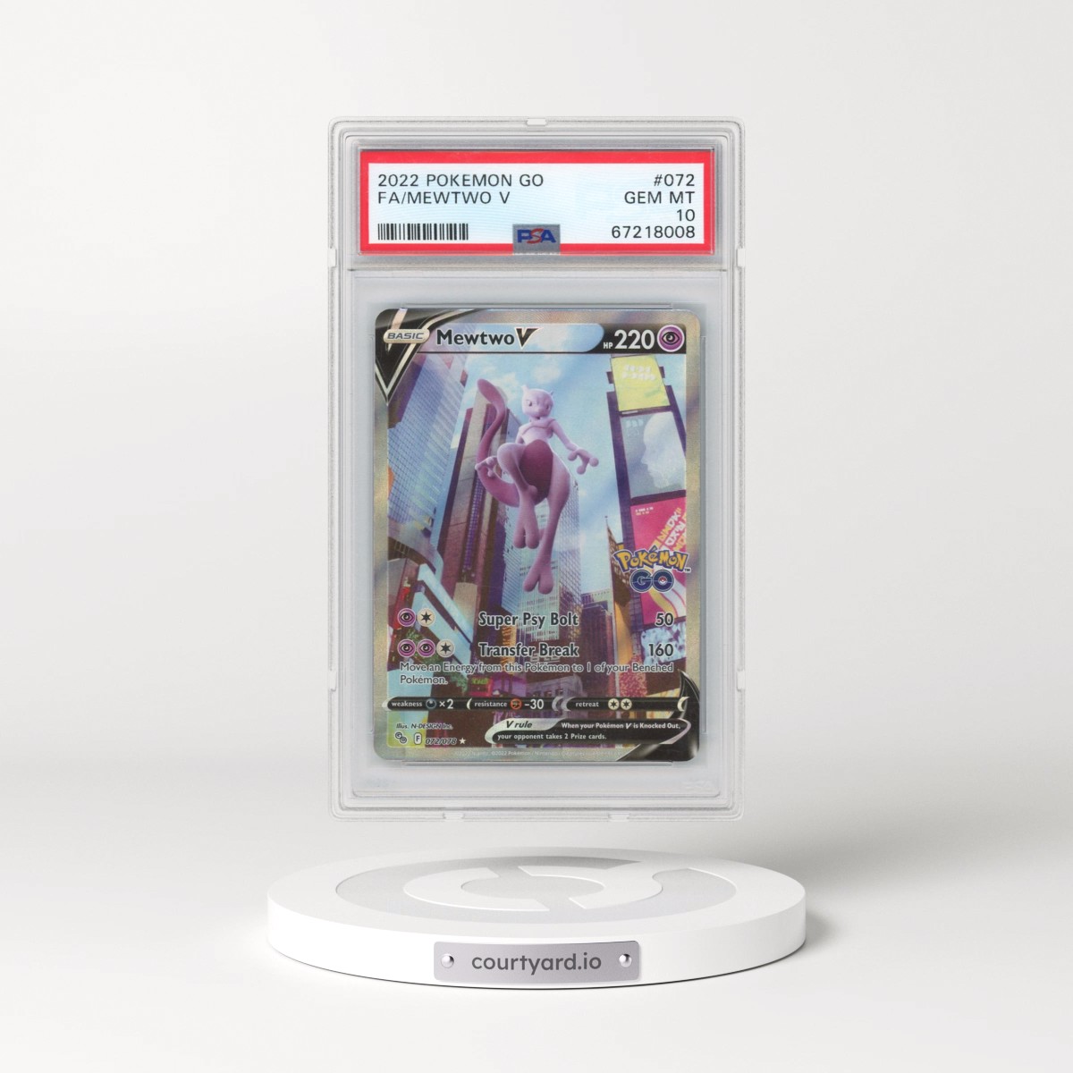 2022 Pokémon Go #072 Mewtwo V - Holo Full Art (PSA 10 GEM MINT)