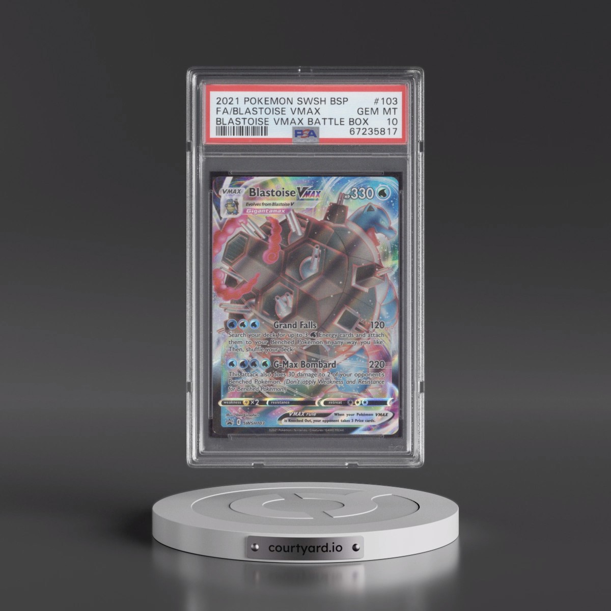 2021 Pokémon Swsh Black Star Promo #103 Blastoise Vmax - Full Art Blastoise Vmax Battle Box (PSA 10 GEM MINT)