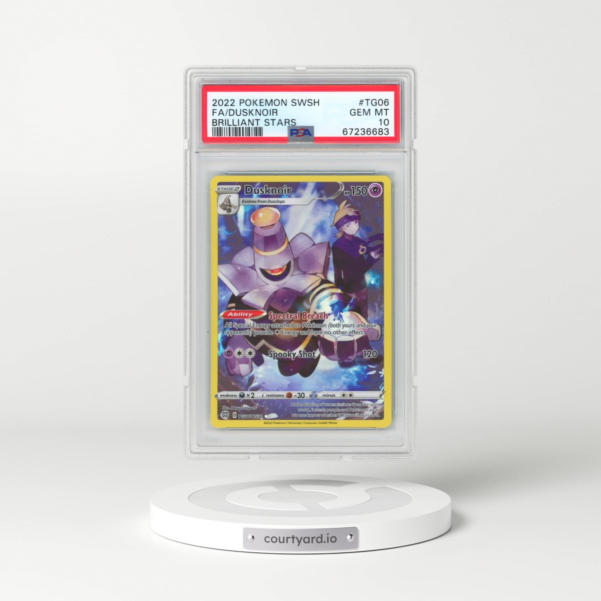 2022 Pokémon Sword & Shield Brilliant Stars #TG06 Dusknoir - Full Art (PSA 10 GEM MINT)