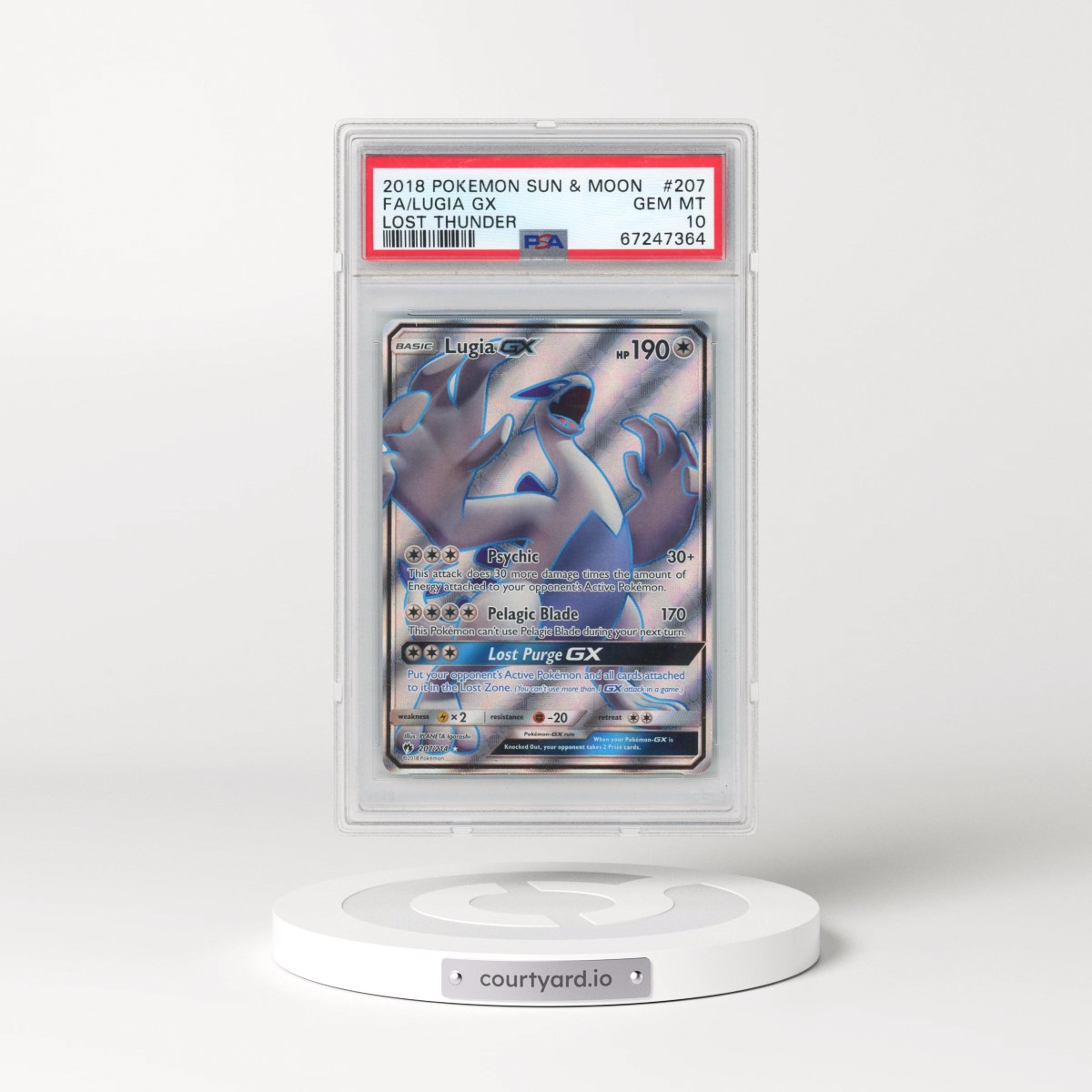 2018 Pokémon Sun & Moon Lost Thunder #207 Lugia GX - Holo Full Art (PSA 10 GEM MINT)