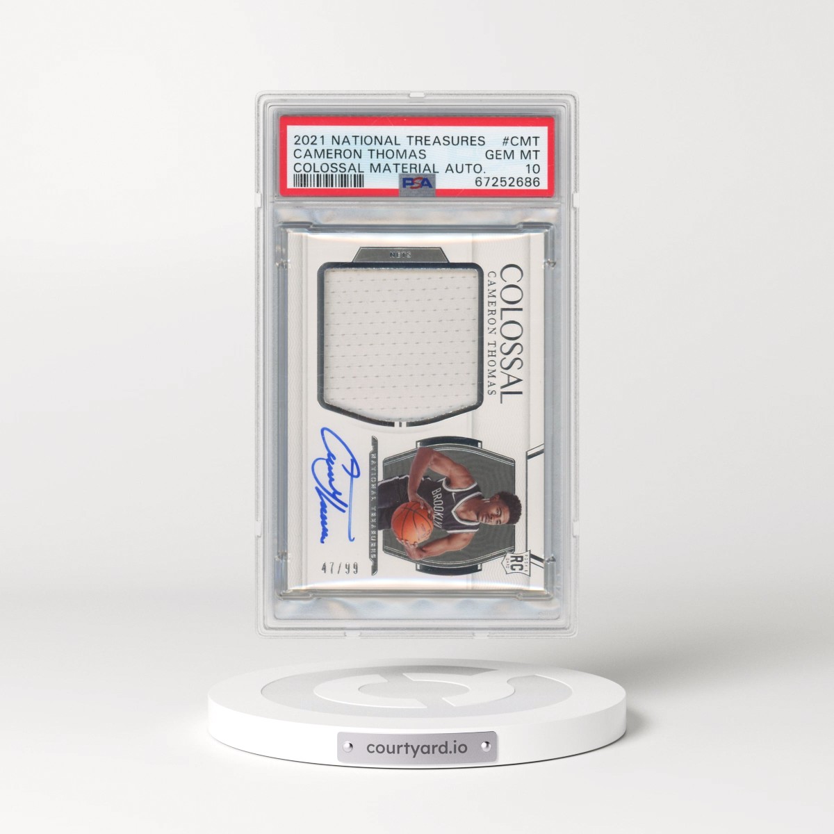 2021 Panini National Treasures Colossal Material Autographs #CMT Cameron Thomas (PSA 10 GEM MINT)