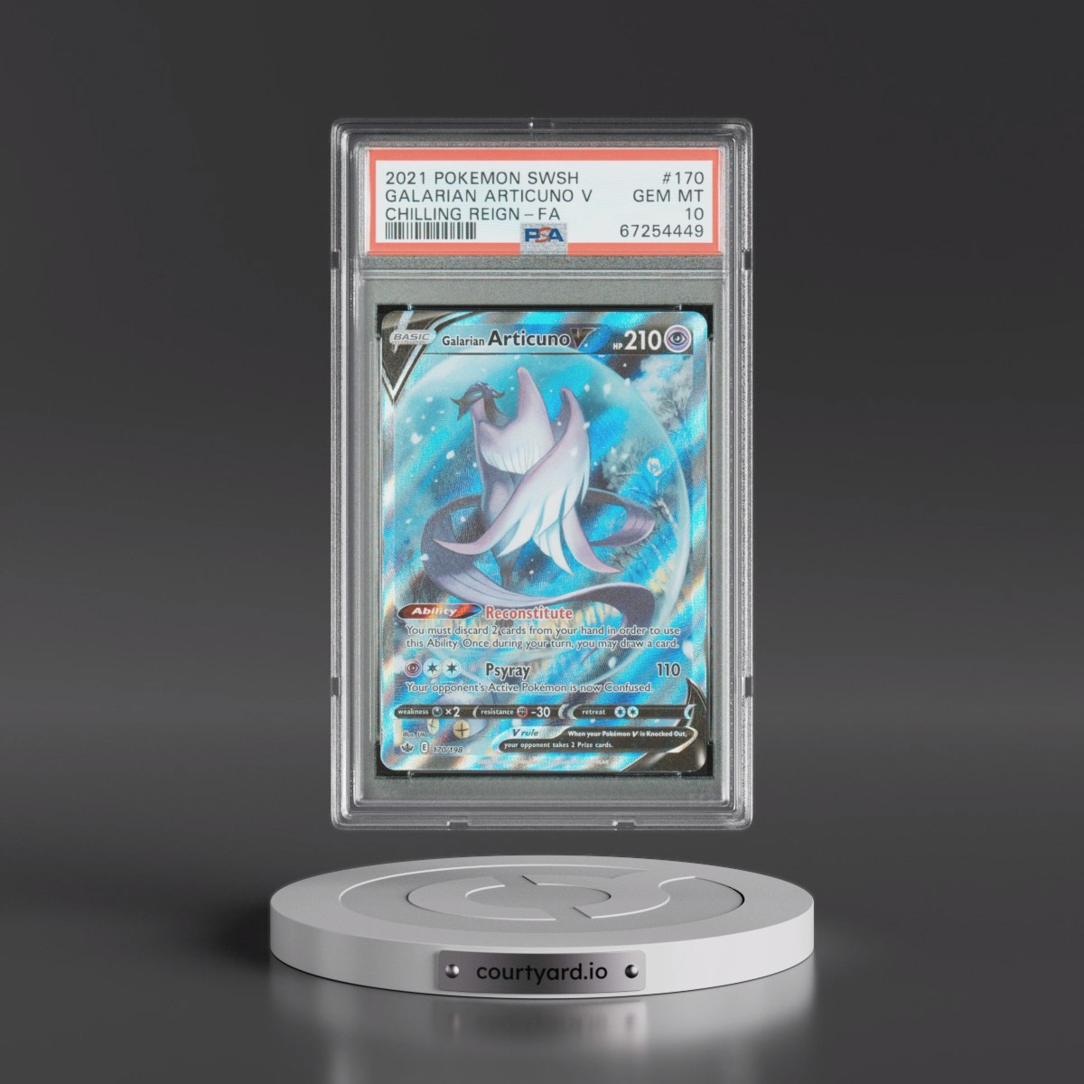 2021 Pokémon Sword & Shield Chilling Reign #170 Galarian Articuno V - Holo Full Art (PSA 10 GEM MINT)