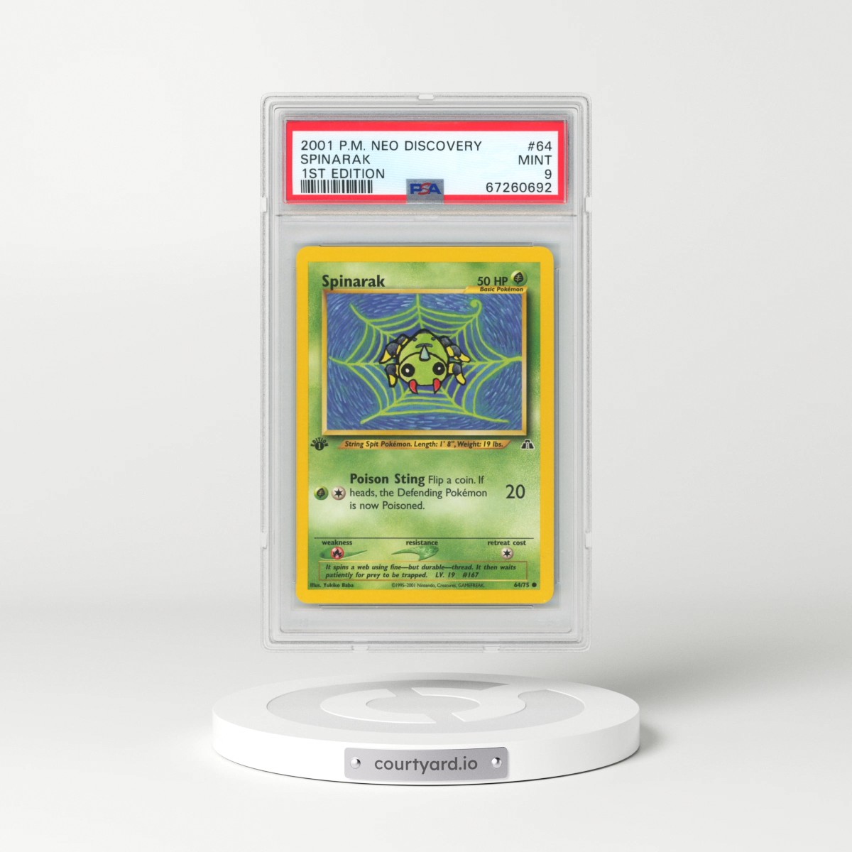 2001 Pokémon Neo Discovery #64 Spinarak - 1st Edition (PSA 9 MINT)