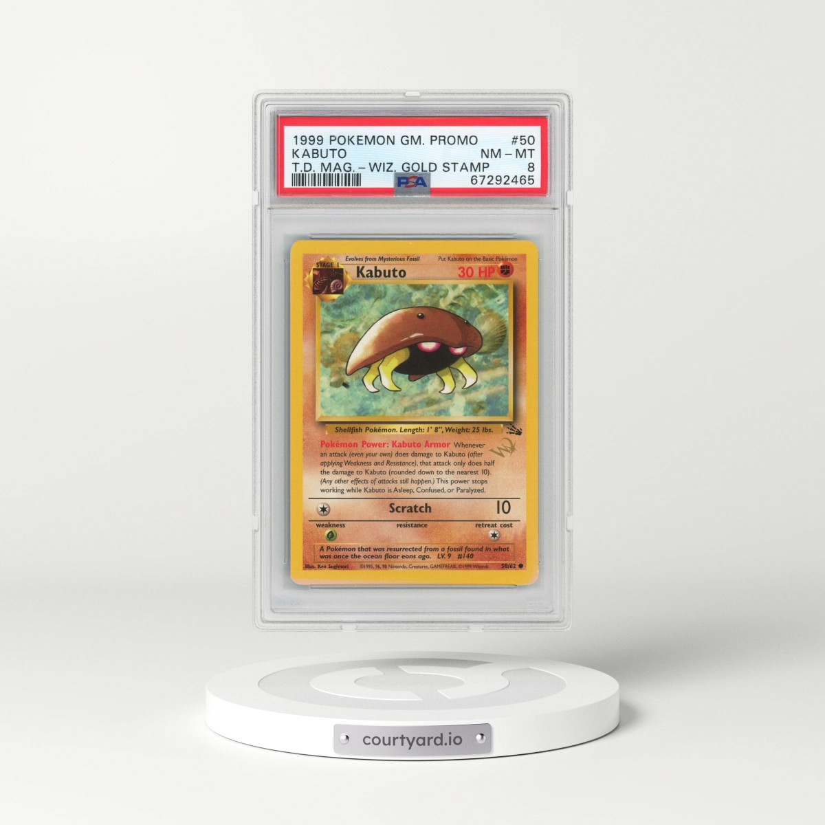 1999 Pokémon Game Promo #50 Kabuto - Top Deck Magazine w/Wizards Gold Stamp (PSA 8 NM-MT)