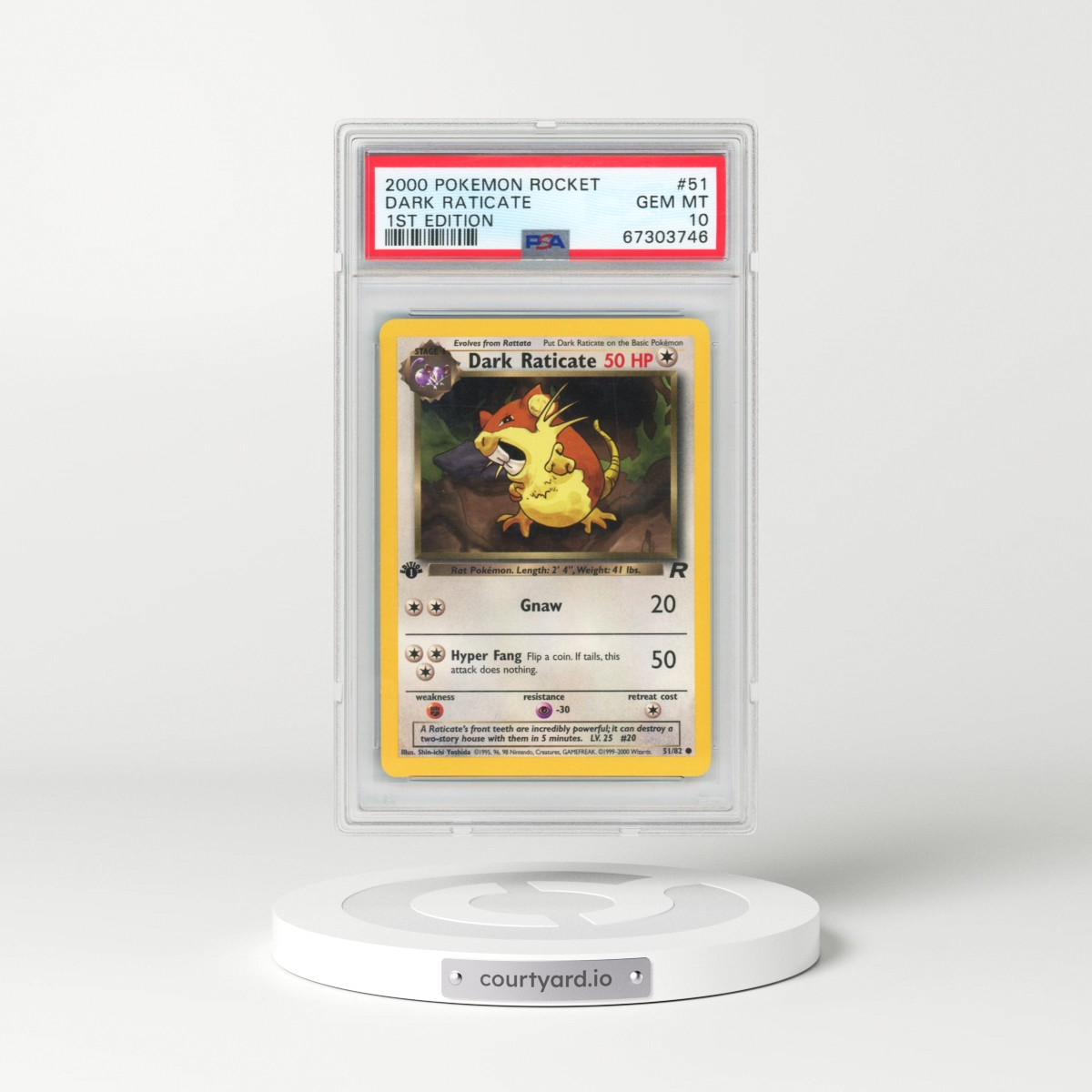 2000 Pokémon Rocket #51 Dark Raticate - 1st Edition (PSA 10 GEM MINT)