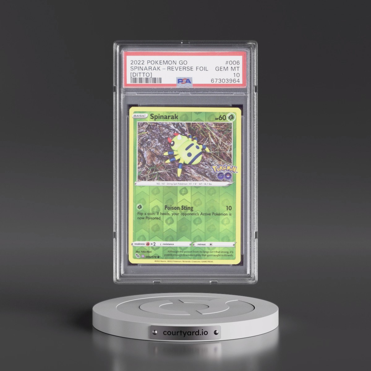 2022 Pokémon Go #006 Spinarak - Reverse Foil Ditto (PSA 10 GEM MINT)