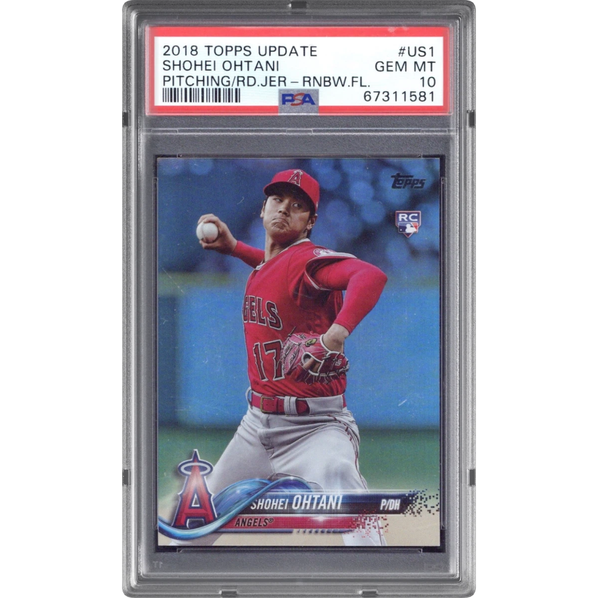 2018 Topps Update #US1 Shohei Ohtani - Rainbow Foil, PSA 10