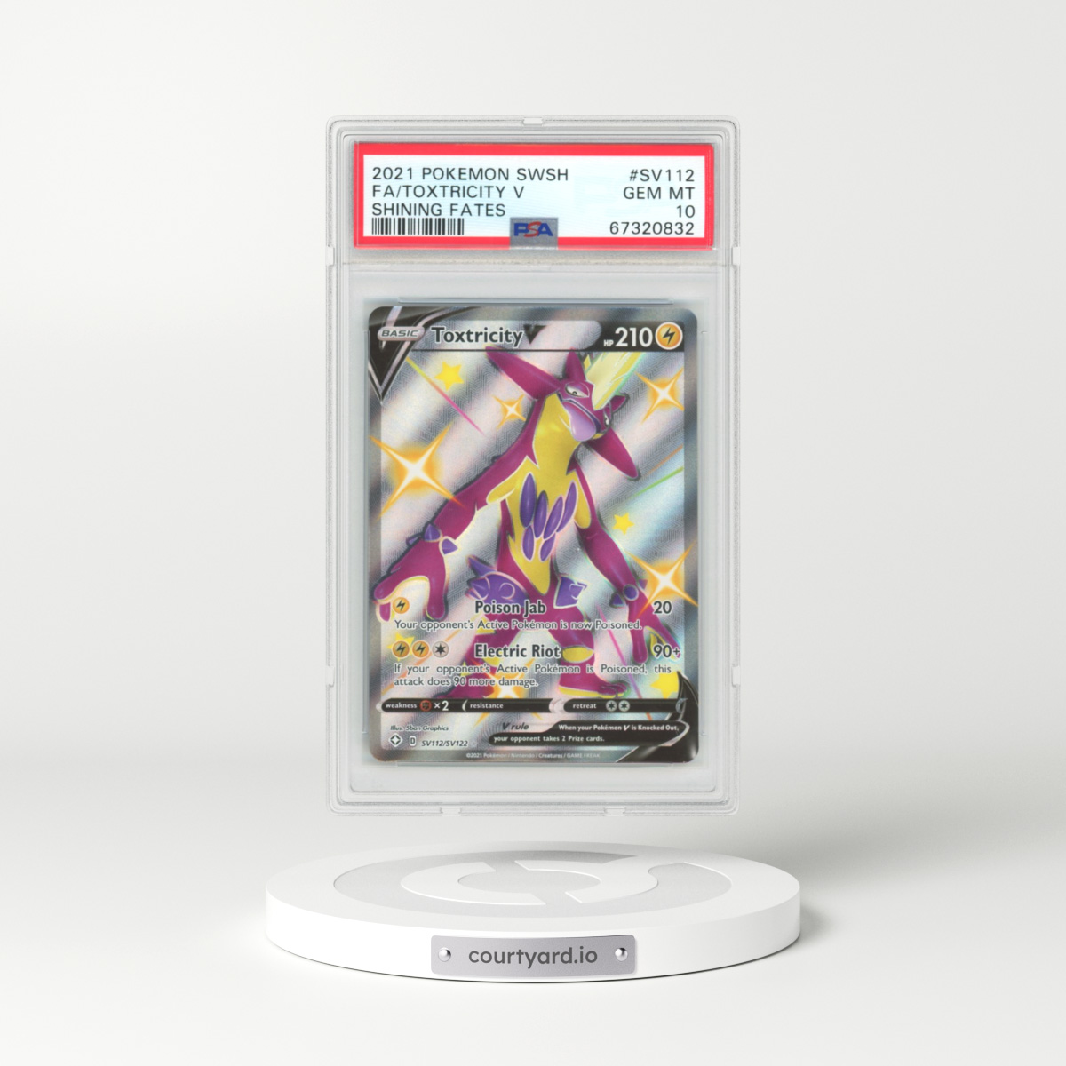 2021 Shining Fates #SV112 Toxtricity V - Full Art Holo (PSA 10 GEM MINT)