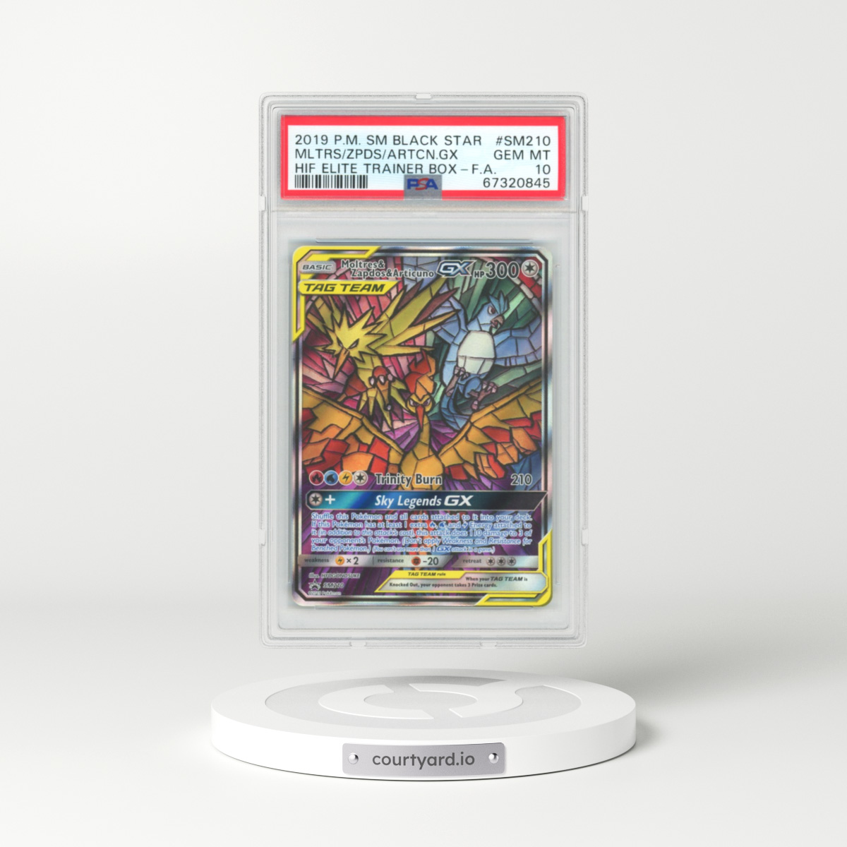 2019 Sun & Moon Promos #SM210 Moltres & Zapdos & Articuno GX - Full Art Holo (PSA 10 GEM MINT)