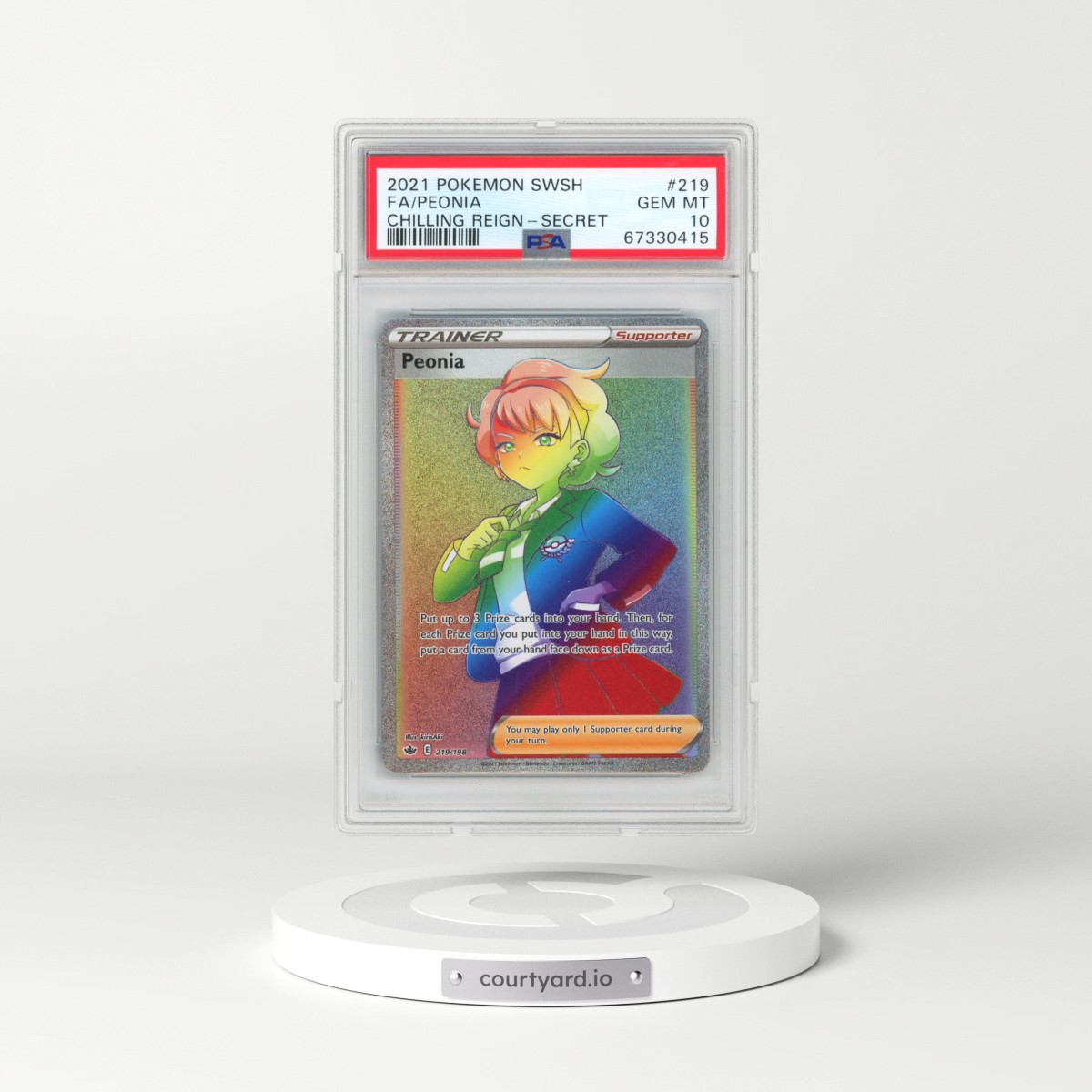 2021 Pokémon Sword & Shield Chilling Reign #219 Peonia - Full Art Secret (PSA 10 GEM MINT)