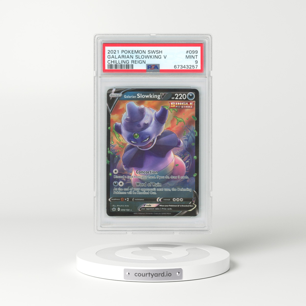 2021 Pokémon Sword & Shield Chilling Reign #099 Galarian Slowking V - Holo (PSA 9 MINT)