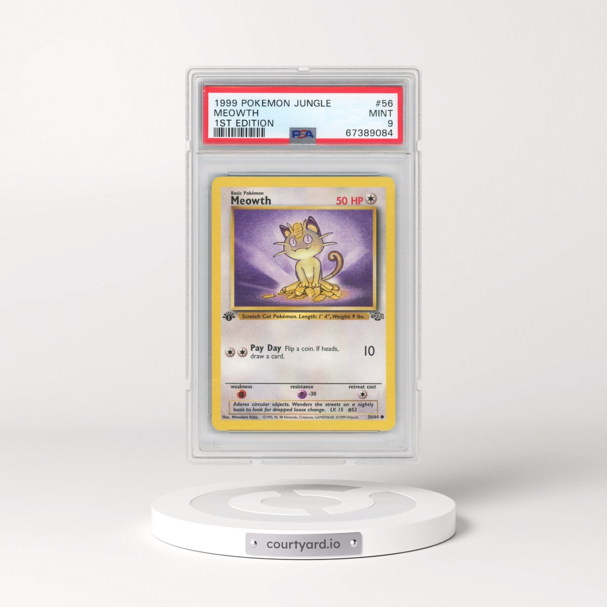 1999 Pokémon Jungle #56 Meowth - 1st Edition (PSA 9 MINT)