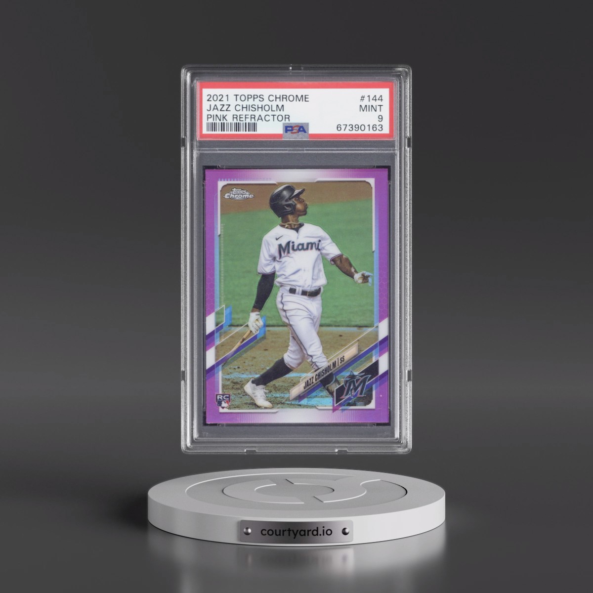 2021 Topps Chrome #144 Jazz Chisholm - Pink Refractor (PSA 9 MINT)