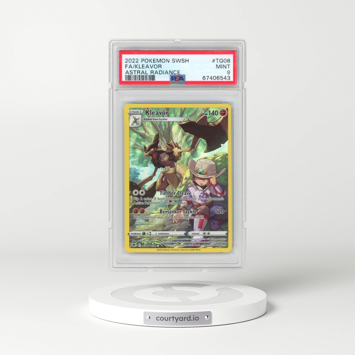 2022 Pokémon Sword & Shield Astral Radiance #TG08 Kleavor - Full Art (PSA 9 MINT)