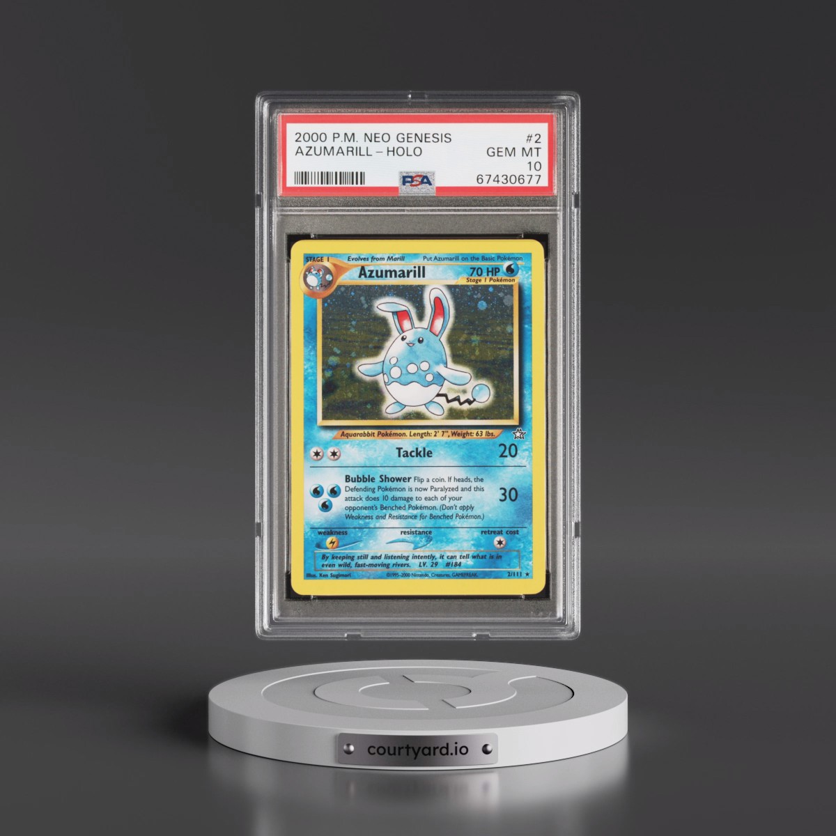 2000 Pokémon Neo Genesis #2 Azumarill - Holo (PSA 10 GEM MINT)