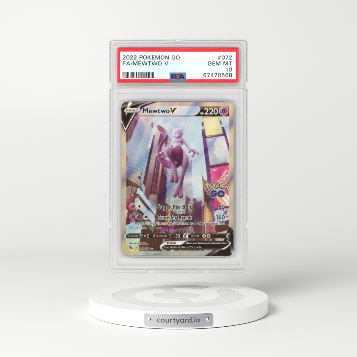 2022 Pokémon GO #072 Mewtwo V - Holo (PSA 10 GEM MINT)