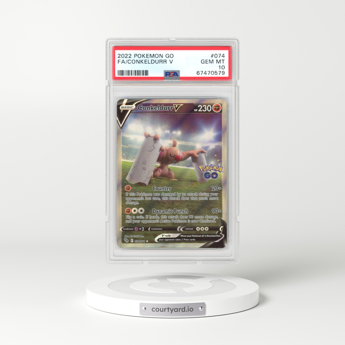 2022 Pokémon GO #074 Conkeldurr V - Holo (PSA 10 GEM MINT)