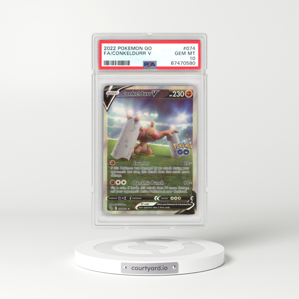 2022 Pokémon GO #074 Conkeldurr V - Holo (PSA 10 GEM MINT)