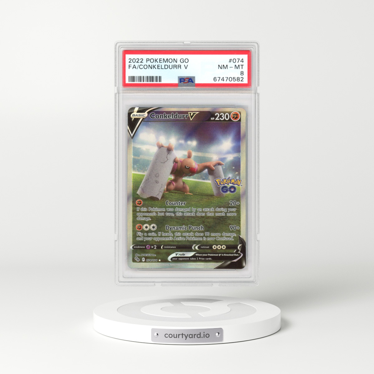 2022 Pokémon GO #074 Conkeldurr V - Holo (PSA 8 NM-MT)