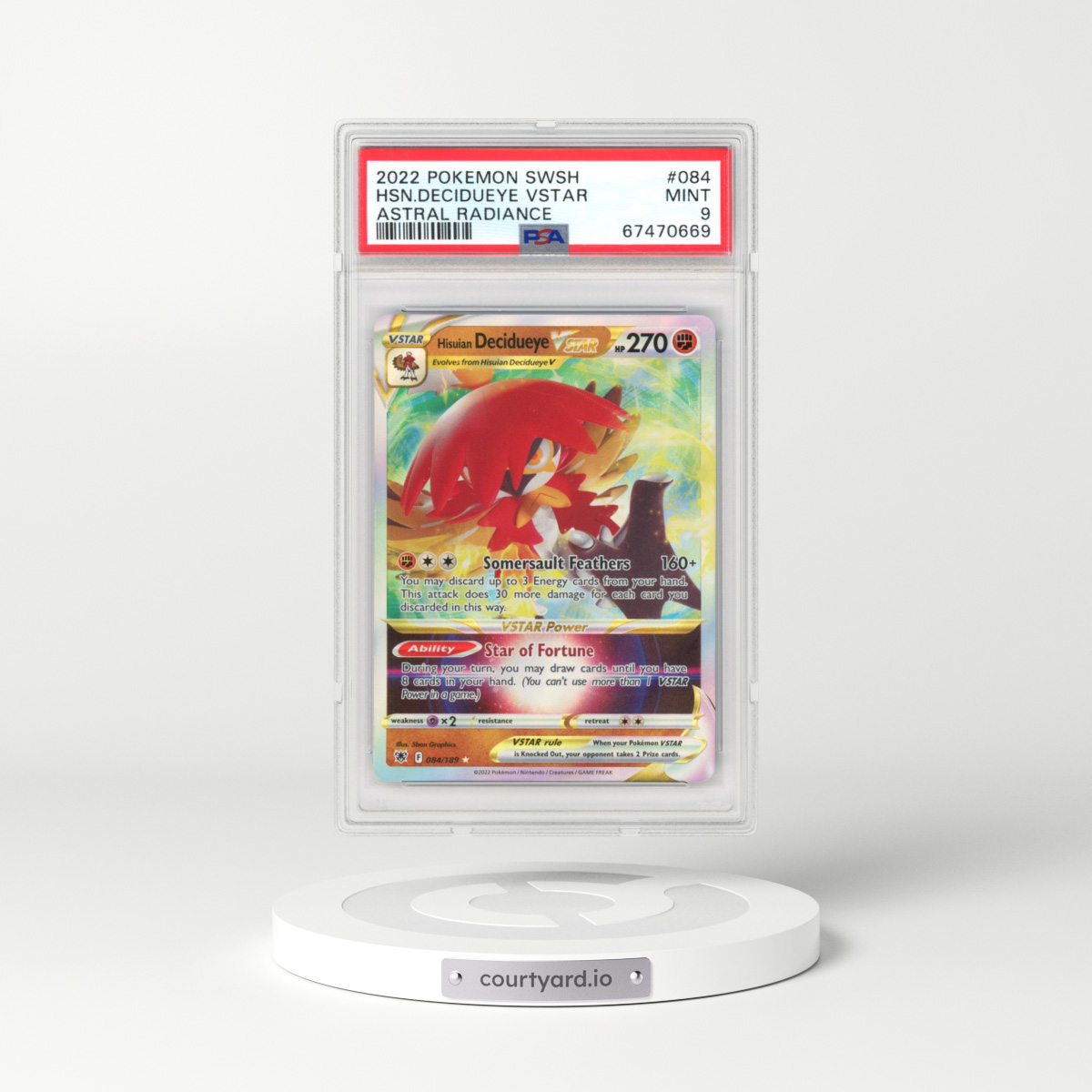 2022 Astral Radiance #084 Hisuian Decidueye VSTAR - Holo (PSA 9 MINT)