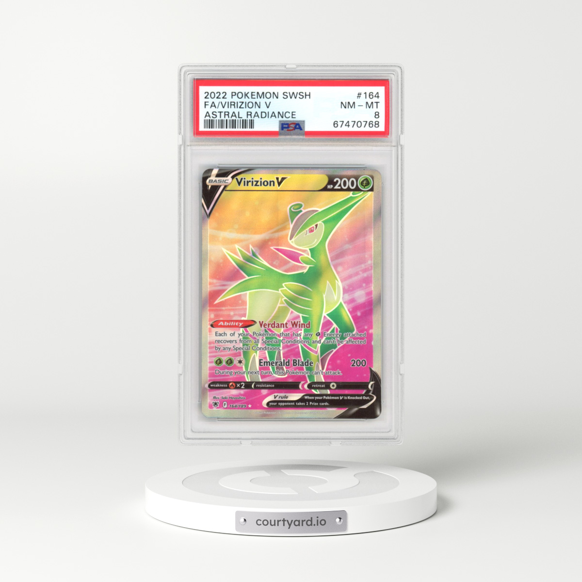 2022 Astral Radiance #164 Virizion V - Holo (PSA 8 NM-MT)