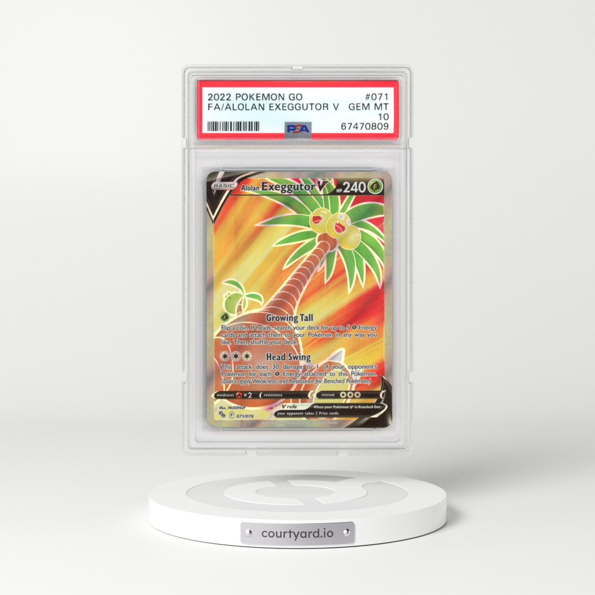 2022 Pokémon GO #071 Alolan Exeggutor V - Holo (PSA 10 GEM MINT)