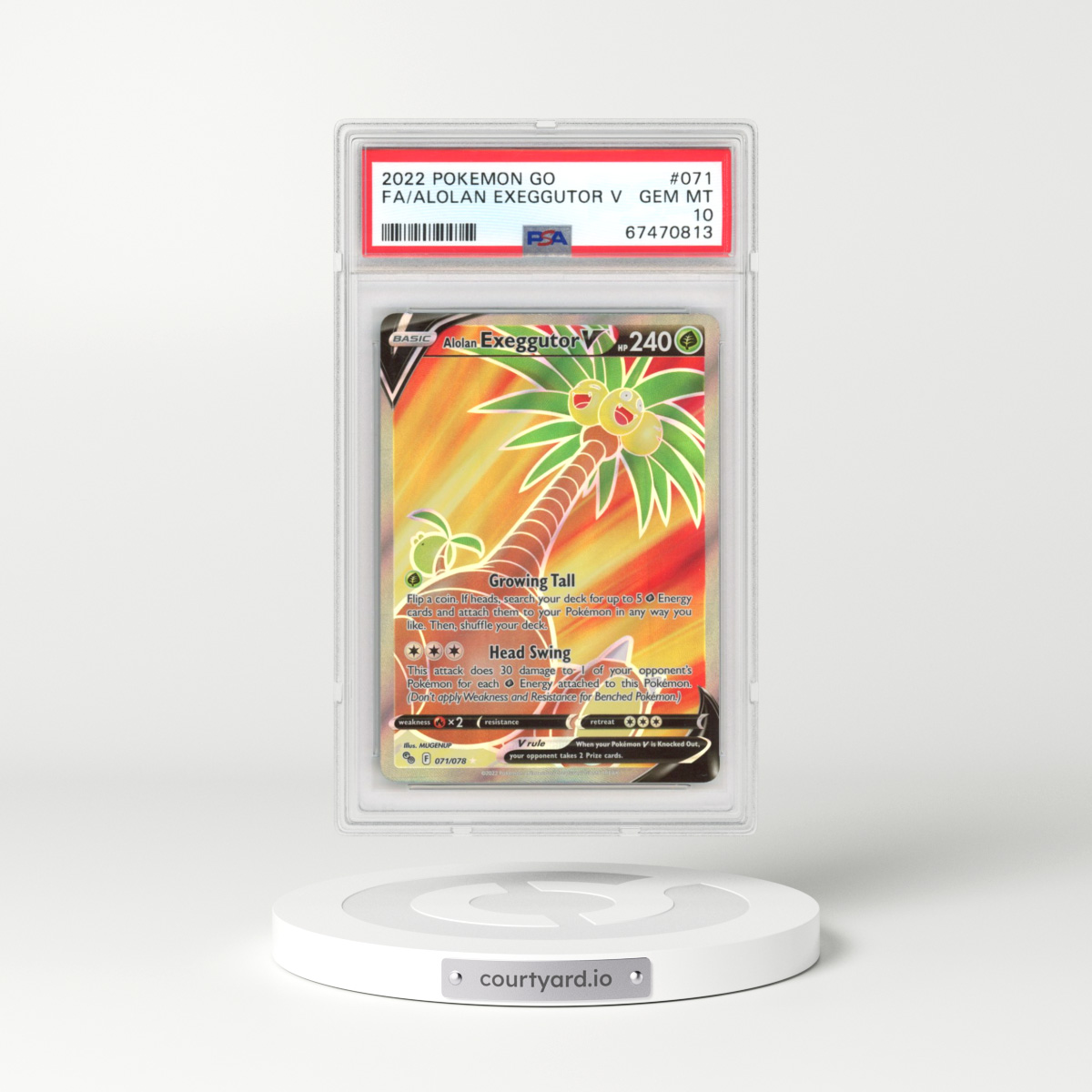 2022 Pokémon GO #071 Alolan Exeggutor V - Holo (PSA 10 GEM MINT)