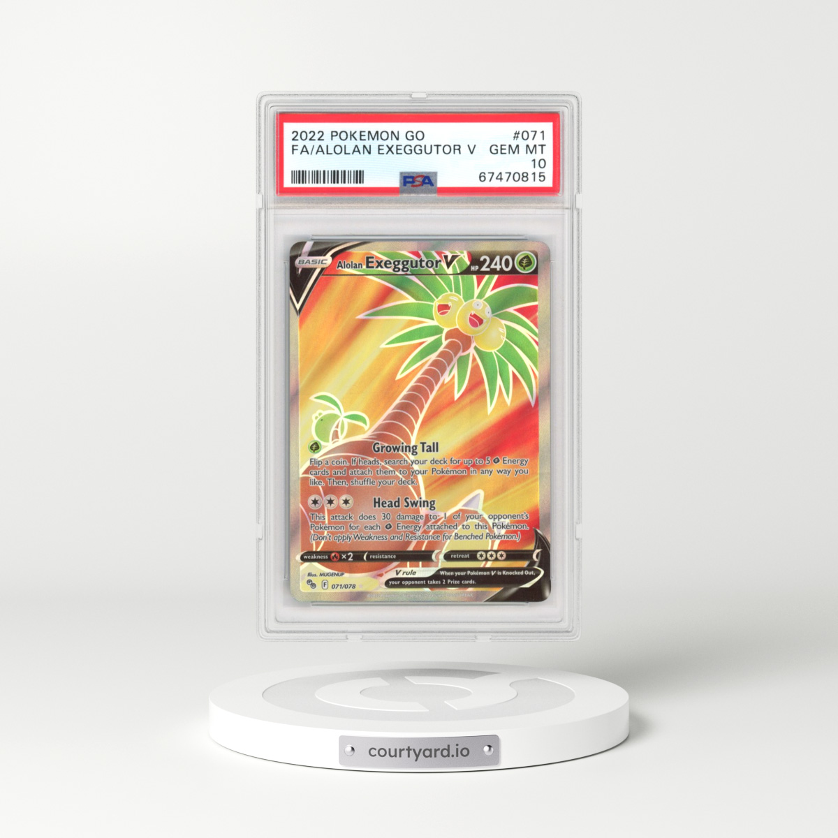 2022 Pokémon GO #071 Alolan Exeggutor V - Holo (PSA 10 GEM MINT)