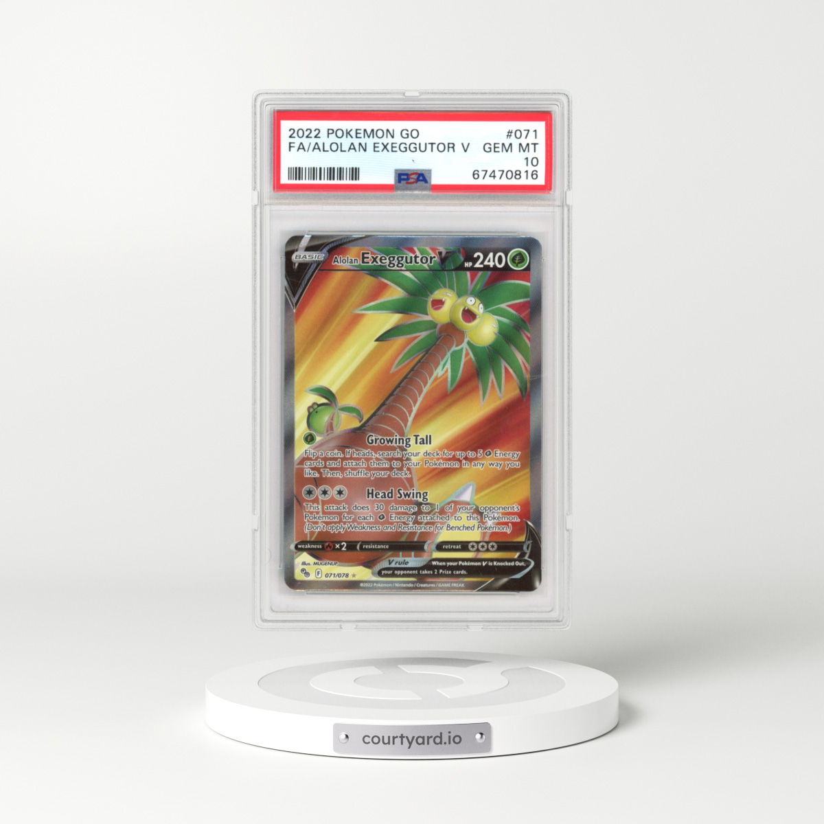 2022 Pokémon GO #071 Alolan Exeggutor V - Holo (PSA 10 GEM MINT)